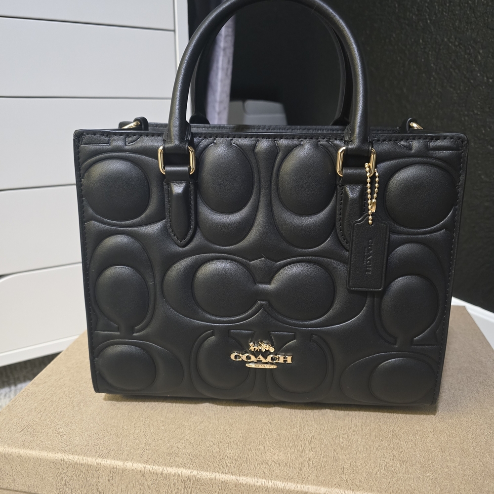 Coach Black Embossed Satchel